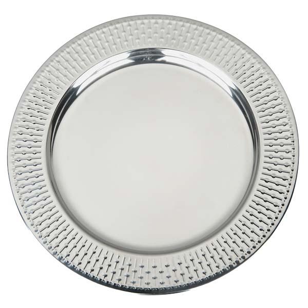 Assiette métallique argentée XL