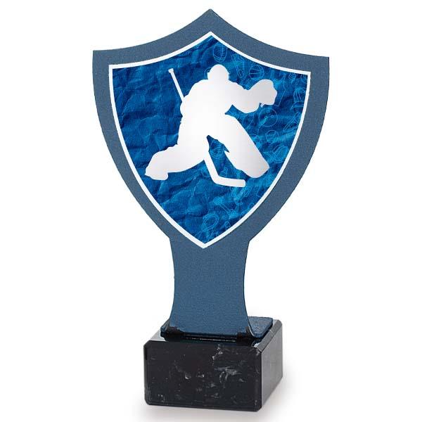 Trofeo di hockey con scudo blu in ferro