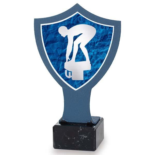 Troféu de ferro azul escudo natação