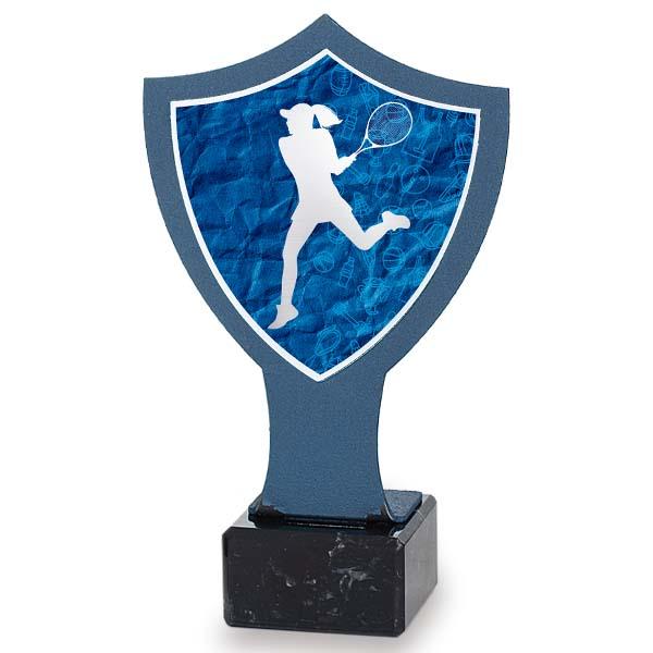 Troféu de ferro escudo azul tênis feminino