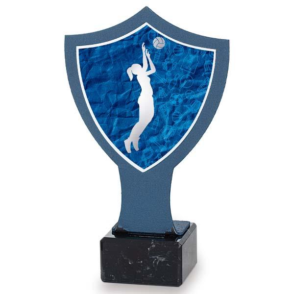 Troféu de ferro escudo azul vôlei feminino