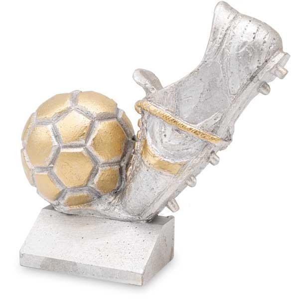 Trofeo di scarpa e pallone da calcio in resina 13cm