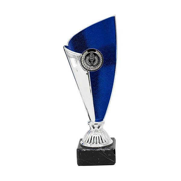 Trofeo portadiscos in ABS argento e blu