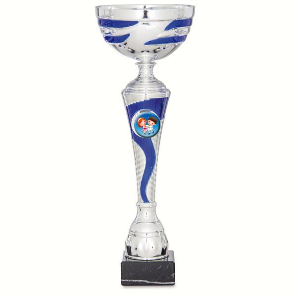 Copa bicolor azul y plata con portadiscos 